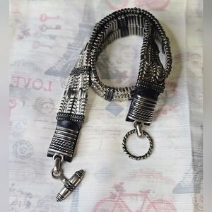 Vintage Brave metal and leather belt. 30".